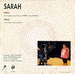 Le verso de la pochette : (Sarah - Love Cinéma)