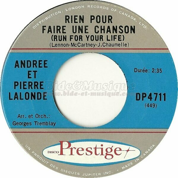 Andrée et Pierre Lalonde - Rien pour faire une chanson