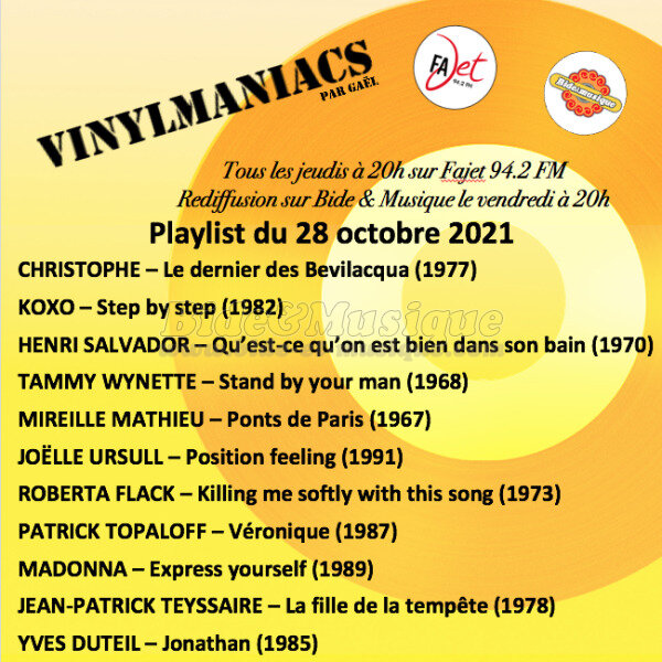 Vinylmaniacs - Emission n°186 (28 octobre 2021)